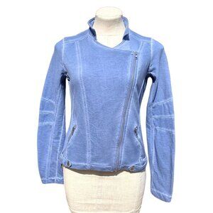 Women's Tie Dye Moto Sweat Jacket Size 4 Small "Venice Beach" Periwinkle Blue
